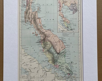 Antique Malaysia Map Etsy