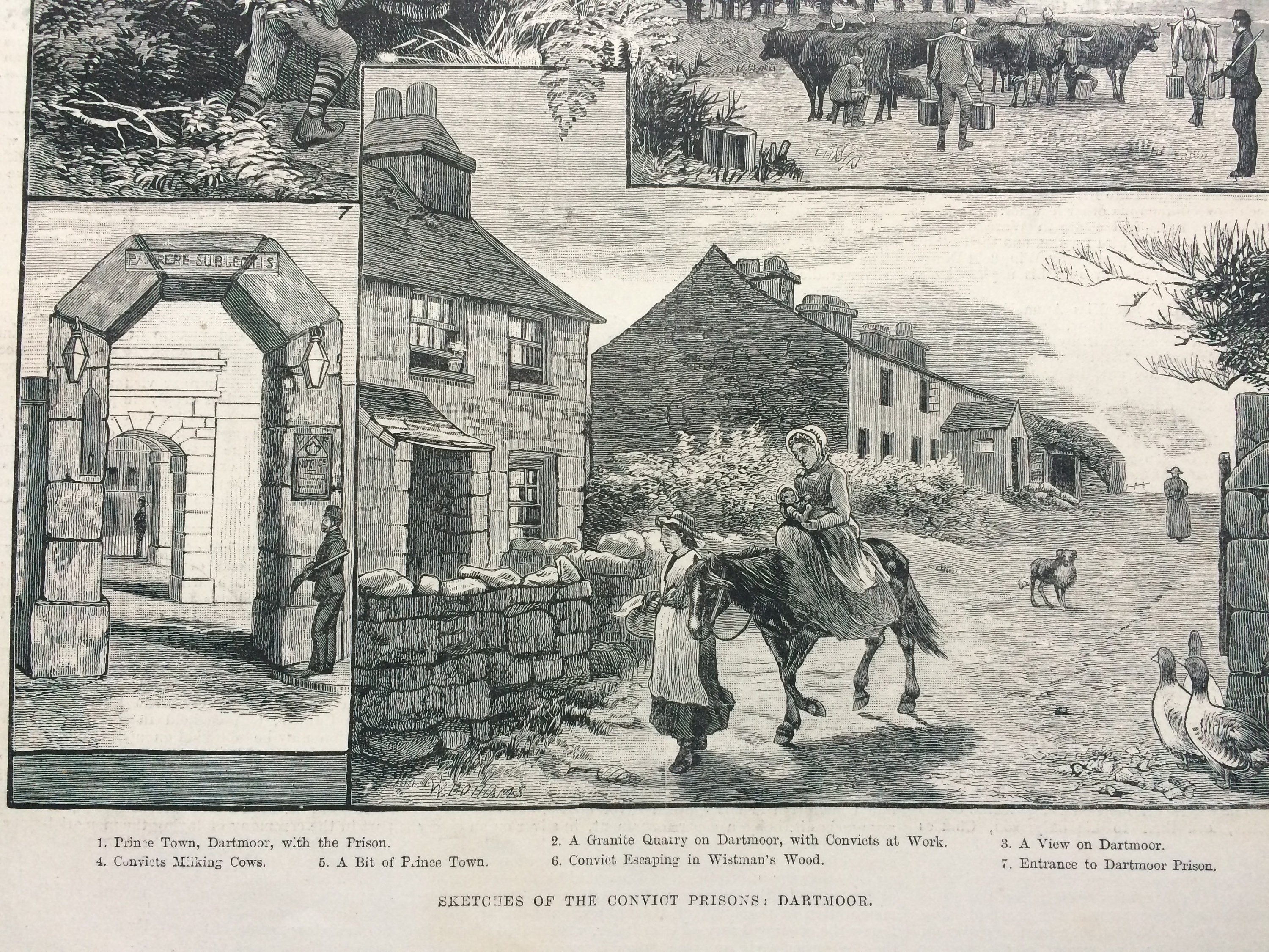1883 Sketches of the Convict Prisons, Dartmoor Original Antique