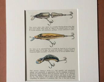 1958 Plug Baits Original Vintage Print - Mounted and Matted - Angling - Fishing - Cabin Decor - Available Framed