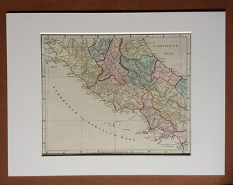 1865 ITALIA MEDIA (Central Italy) Original Antique Hand-Coloured Ancient History Map - Italy - Classics - Classical Civilisations - Rome