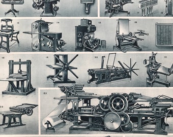 1931 Printing Machinery Original Antique Print - Technology - Mounted and Matted - Available Framed