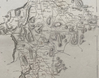 1845 Westmorland Original Antique Engraved Map - UK County Map - Available Framed - England