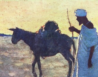 1904 A Traveller on the Plains - Morocco Original Antique Print - Moroccan Landscape - Morocco - Mounted and Matted - Available Framed