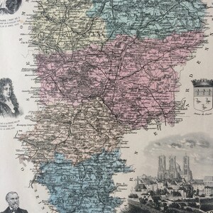 1890 Aisne Original Antike Landkarte - Departamento Frankreich - Einschub Stahlstich - Dekorative Kunst - gerahmt erhältlich - Wanddekoration