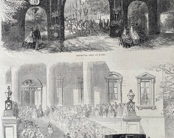 1864 Marriage of the Count de Paris with the Princess Isabelle D'Orleans Original Antique Print - Available Framed