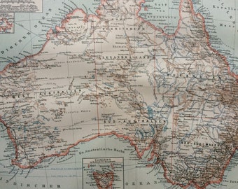1894 Australia Original Antique Map - Available Framed - Vintage Map