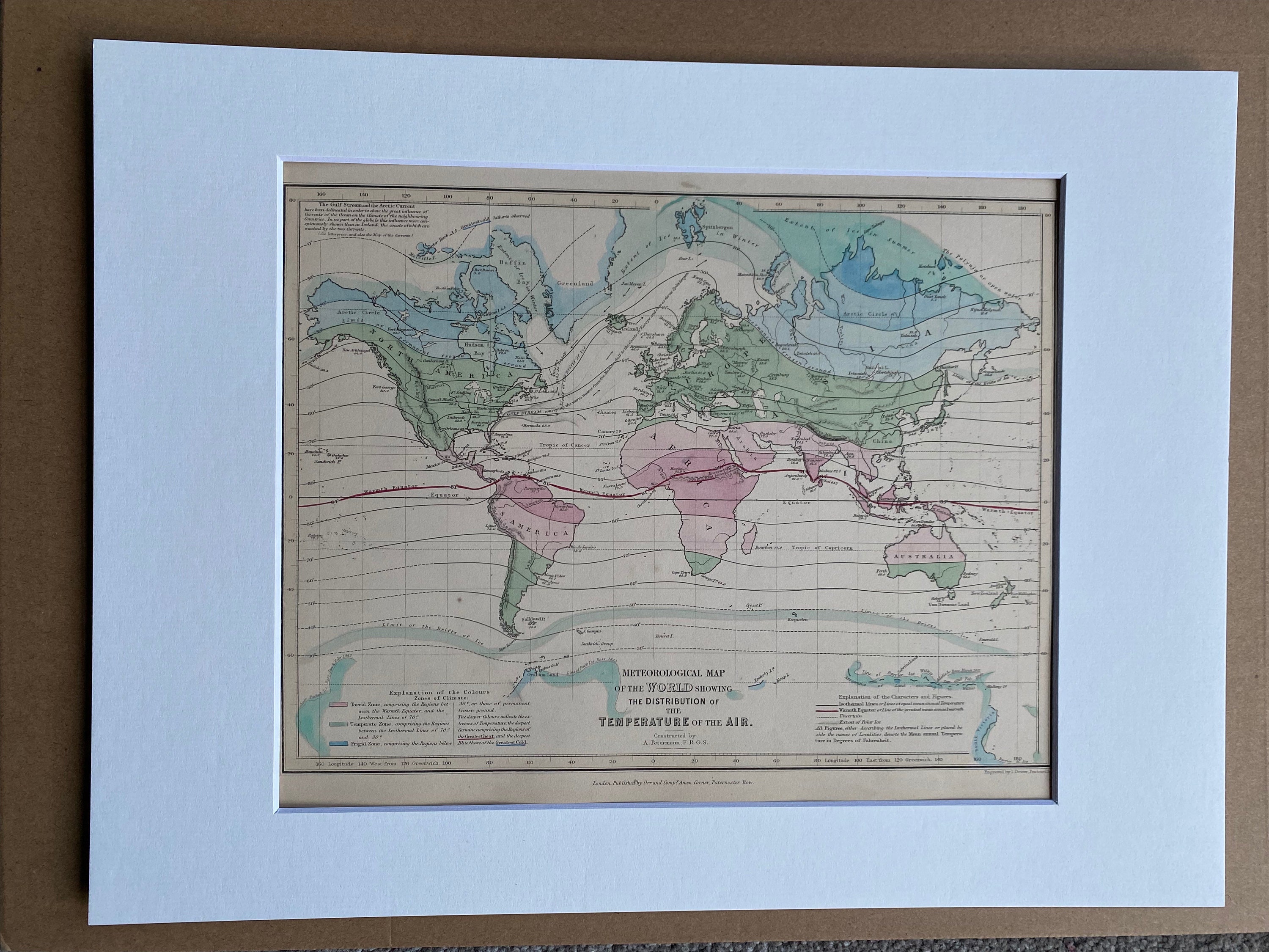 1853 Meteorological Map of the World showing the distribution of the ...