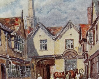 1922 Warwickshire - Palace Yard, Coventry Original Antique Print - England - Mounted and Matted - Available Framed