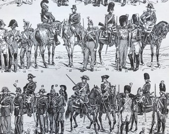 1923 Gendarmerie Original Antique Print - Mounted and Matted - Soldier - Military Decor - Army - Available Framed