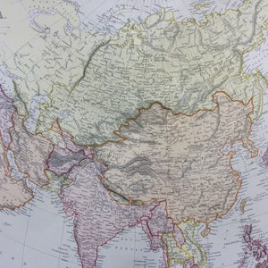 1882 アジア オリジナル アンティーク マップ 大型 15 x 22 インチ ホーム デコレーション 地図作成 地理 ヴィンテージ デコレーション 壁掛けマップ