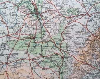 1922 Monmouthshire, Gloucestershire, Oxfordshire Original Antique Panorama Map - Ordnance Survey