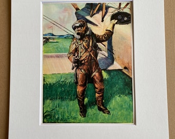 1951 Pilot ready for a High-Altitude Flight Original Vintage Print - Military Aircraft - Airplane - Mounted and Matted - Available Framed