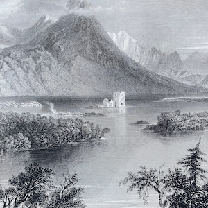 1840 Ballynahinch Original Antique Engraving - County Down, Northern Ireland - Ireland - Mounted and Matted - Available Framed