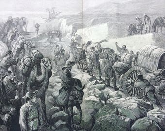 1883 Travelling in North China: An Easy Bit of Road in the Ku-Kwan Pass Original Antique Engraving, Victorian Decor, Chinese History