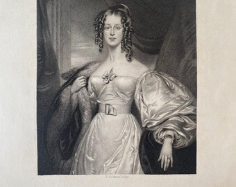 1844 The Right Honourable Hilare, Countess Dowager Nelson Original Antique Print - Portrait - Mounted and Matted - Available Framed
