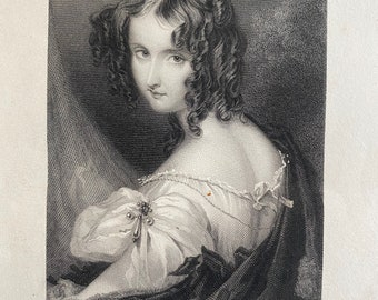 1836 Mrs Stanhope Original Antique Print - Engraving - Portrait - Mounted and Matted - Available Framed