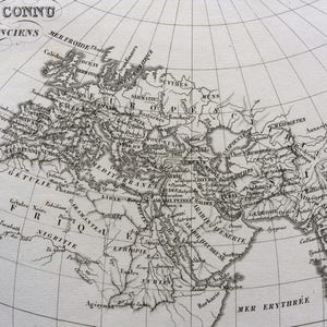 1822 Monde Connu des Anciens オリジナル アンティーク彫刻古代歴史地図 - 細かい詳細 - 世界地図 - 地図作成