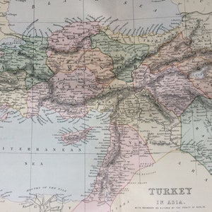 1891 Türkei in Asien abgegrenzt durch den Vertrag von Berlin Lageplan Original Antike Landkarte - Geschenkidee - Vintage Karte - Wanddeko