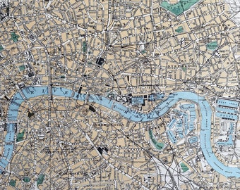 1902 London (East) Original Antique Map - Large Wall Map - City Plan - England