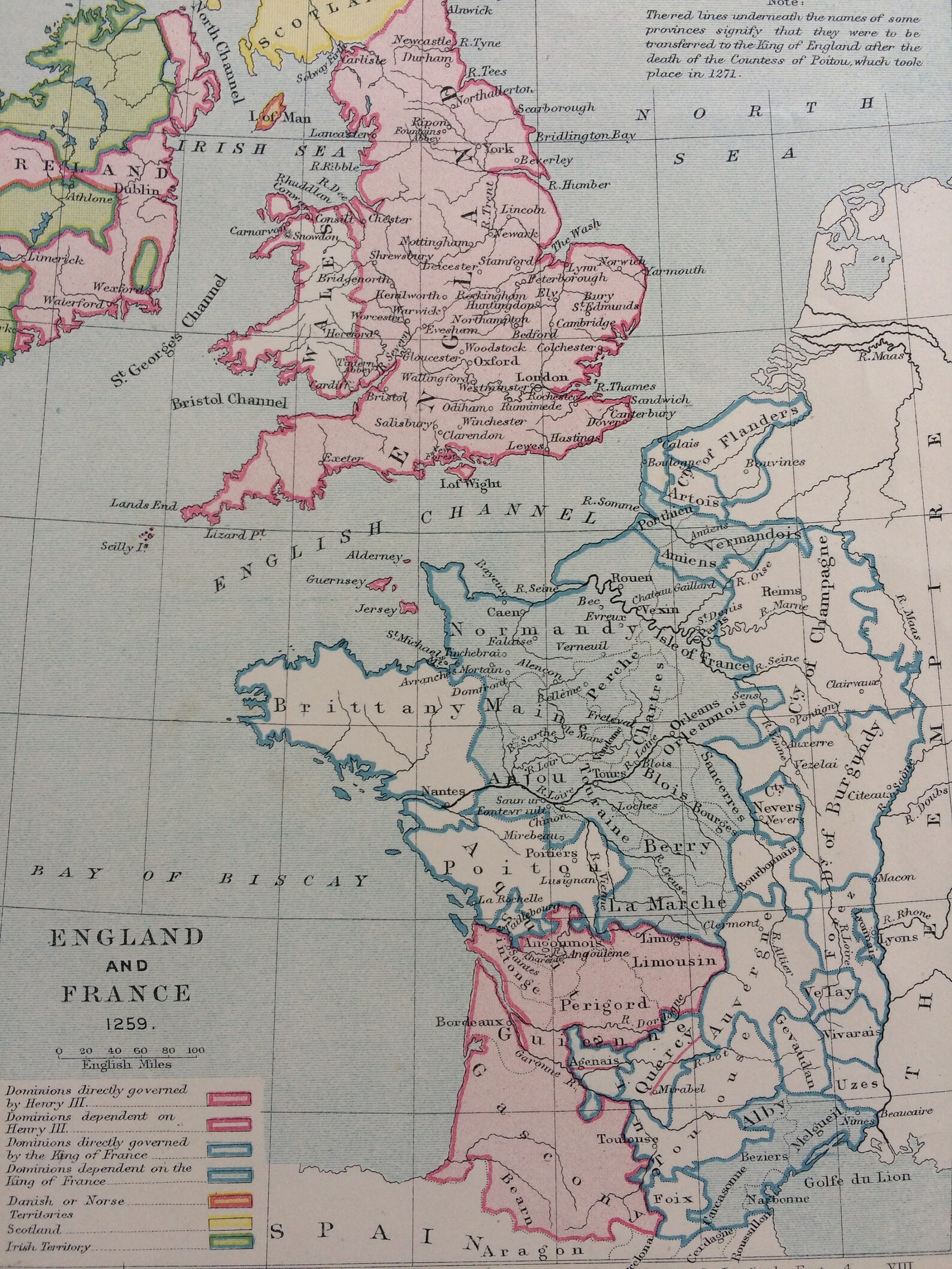 1910 England and France in 1259 Original Antique Map 10 X 12 - Etsy