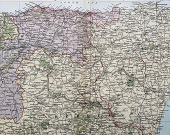 1902 Peterhead & Elgin Original Antique Map - Large Wall Map - Scotland - Aberdeen, Banff, Highlands