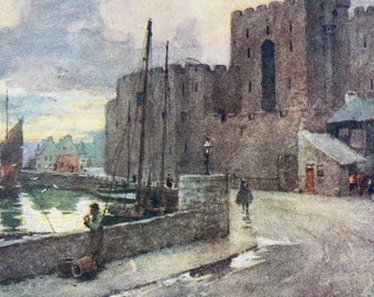 1911 Castle Rushen, Isle of Man Original Antique Print - British Castles - England - Mounted and Matted - Available Framed