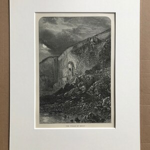 1876 The Walls of Sedan Original Antique Wood Engraving - Mounted and Matted - France - Landscape - Available Framed