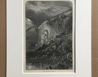1876 The Walls of Sedan Original Antique Wood Engraving - Mounted and Matted - France - Landscape - Available Framed