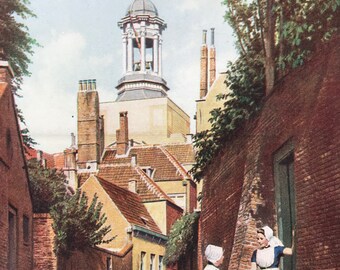 1940s A Quiet Corner of the Low Countries Original Vintage Print - Middleburg, Zeeland - Holland - Mounted and Matted - Available Framed