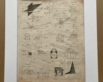 1806 Perspective Original Antique Engraving - Encyclopaedia - Mounted and Matted - Available Framed
