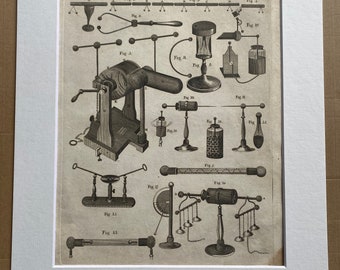 1806 Electricity Original Antique Engraving - Science - Physics - Encyclopaedia - Mounted and Matted - Available Framed