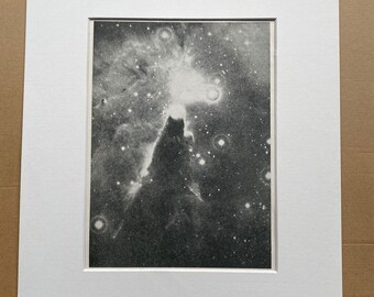 1940s Cone Nebula in the Constellation Monocerus Original Vintage Photo Print - Mounted and Matted - Astronomy - Available Framed