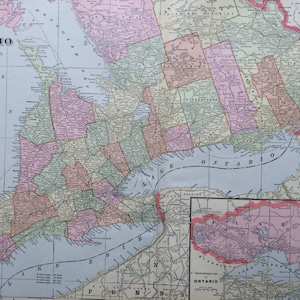 Canada Vintage Hand Coloured Kingston Street Map 1875 Rare Antique Map of Kingston Ontario LDN