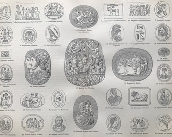 1897 Gems Original Antique Print - Available Framed - Vintage Wall Decor - Jewellery
