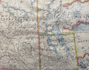 1903 Central Canada including Manitoba & Saskatchewan Original Antique Map showing Indian Reserves, Railways - Available Framed