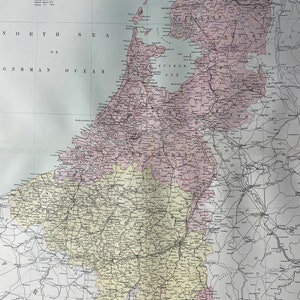 1876 Holland und Belgien Extra Große Original Antike A & C schwarze Landkarte - Niederlande - Wanddeko - Geschenkidee