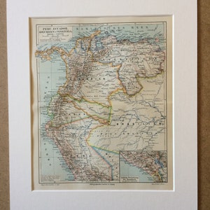 1896 Peru, Ecuador, Colombia and Venezuela Original Antique Map Available Framed Cartography South America Wall Decor image 2