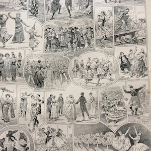 1923 Dancing Original Antique Print - Mounted and Matted - Decorative Art - Wall Decor