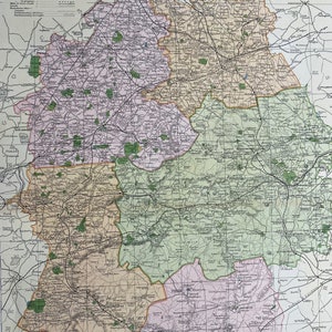 1902 Wiltshire Original Antike Karte mit Eisenbahnen, Bahnhöfen, Kreuzungen, Kanälen - Große Wandkarte - Stadt Plan - England