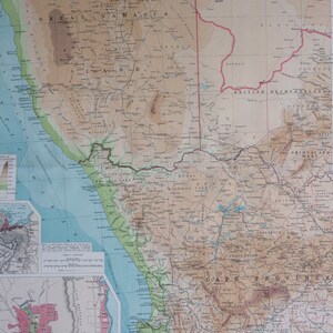 1922 Kap-Provinz (Westen) Großer Original Antiker Zeit Atlas Physische Landkarte mit Nebenkarten von Kapstadt - Namibia - Botswana - Südafrika