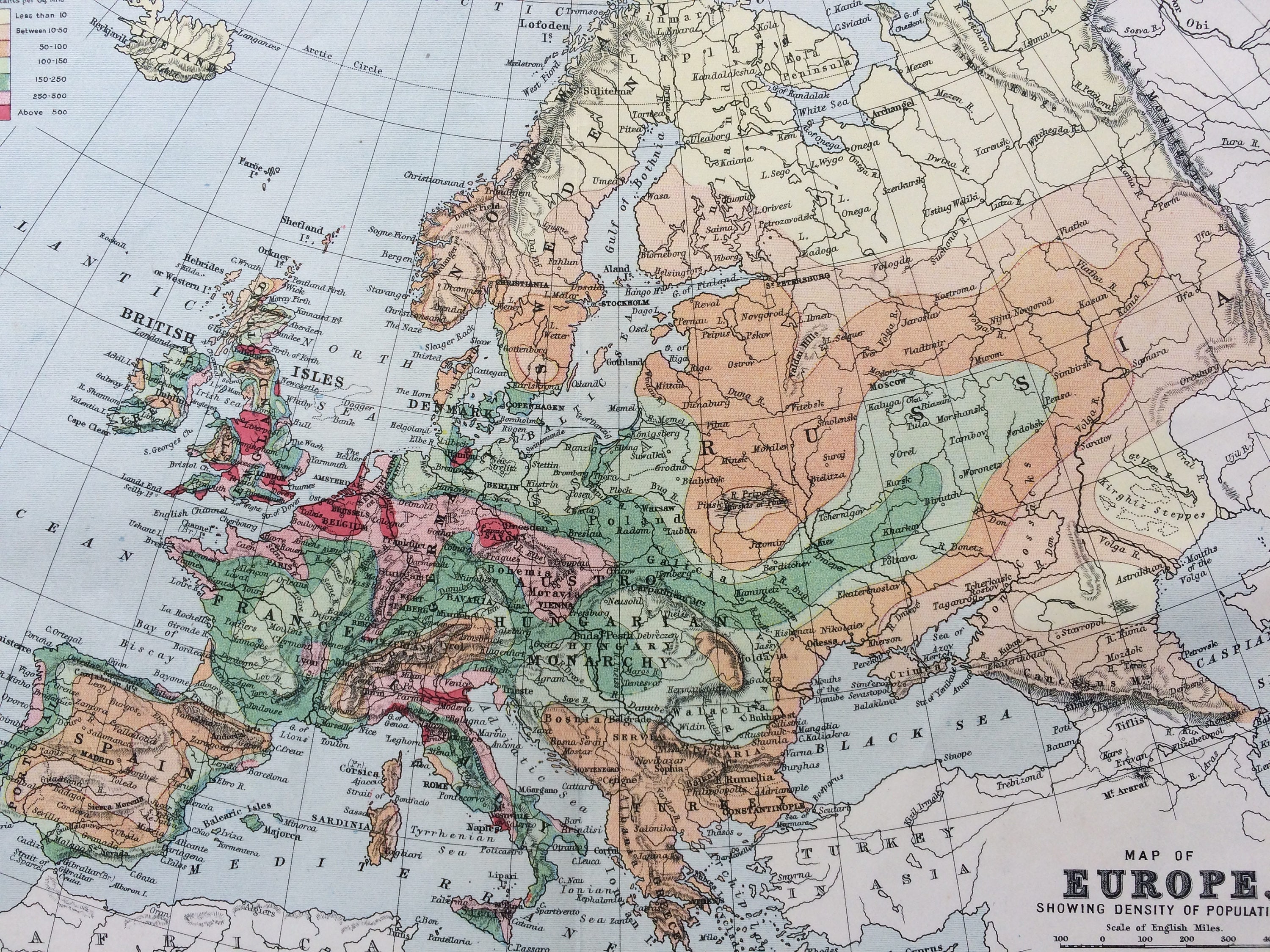 1900 Map Of Europe Showing Density Of Population Original Antique Map Il Fullxfull.1327172763 Qd63