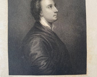 1844 Mark Akenside - Poet Original Antique Print - Portrait Engraving - Mounted and Matted - Available Framed