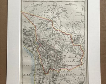 1899 Bolivia Original Antique Map - South America - Available Matted and Framed