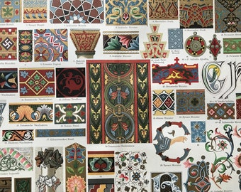 1896 Ornamental Styles (Middle Ages) Original Antique Print - Available Framed - Architecture - Art - Vintage Wall Decor