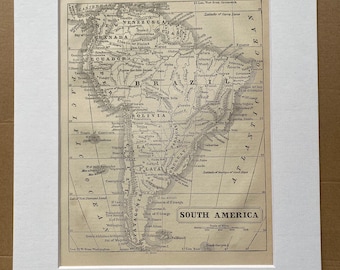 1870 South America Original Antique Map - Mounted and Matted - Available Framed