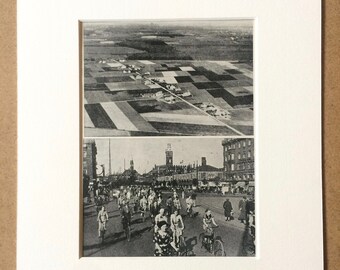 1940s Danish Countryside and Town Original Vintage Photo Print - Denmark - Mounted and Matted - Available Framed