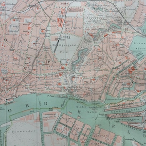 1895 Hamburg-Altona Große Original antike Landkarte - Deutschland - Stadt Plan - Kartographie - Vintage Karte - Wanddekoration