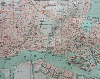 1895 Hamburg-Altona Large Original Antique Map - Germany - City Plan - Cartography - Vintage Map - Wall Decor