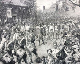 1883 The Occupation of New York by the American Troops, Nov. 25th 1783 Original Antique Engraving, Victorian Decor, US History, Civil War