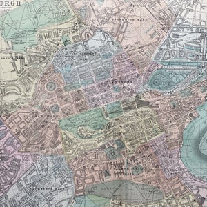 1902 Edinburgh Original Antike Landkarte - Große Wandkarte - Stadtplan - Schottland